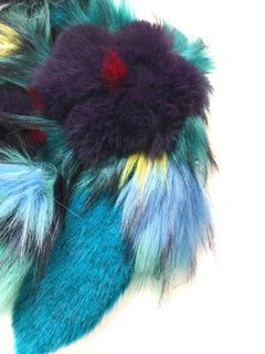 Pelush Botanical Faux Fur Collar With Three Dimensional Flowers - One Size