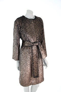 Pelush Bronze Faux Fur Coat With Belt - Reversible - Medium