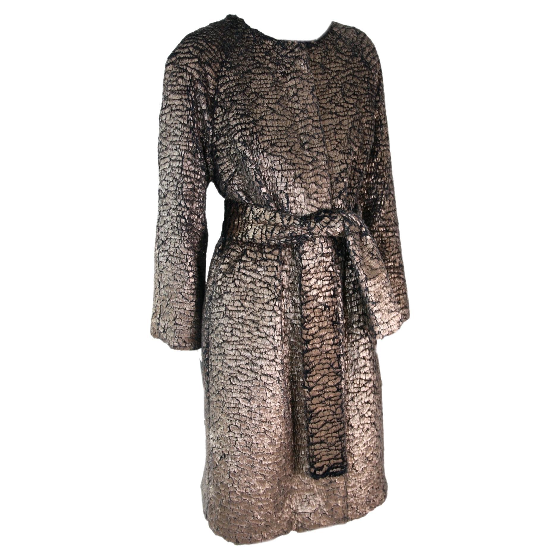 Pelush Bronze Faux Fur Coat With Belt - Reversible - Medium