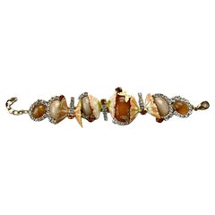 Pelush Butterfly Enameled Peach And Cream Bracelet With Crystals - Fashion 