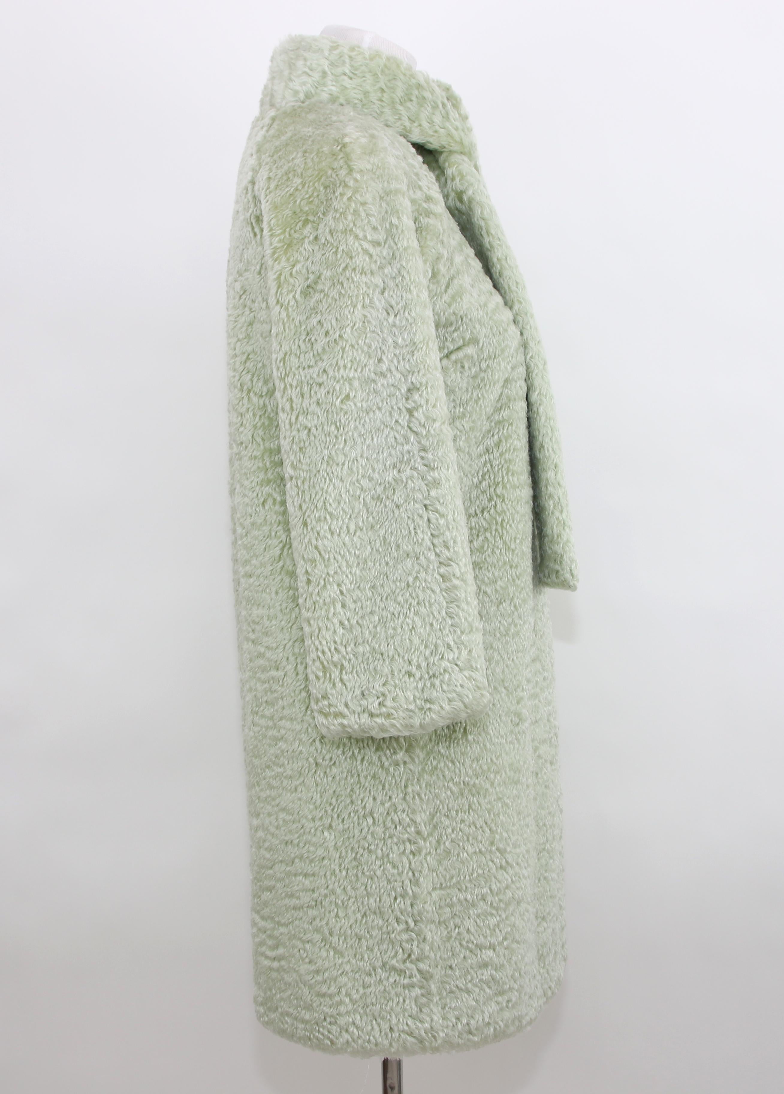 Pelush Celadon Green Mohair Coat  In New Condition For Sale In Greenwich, CT