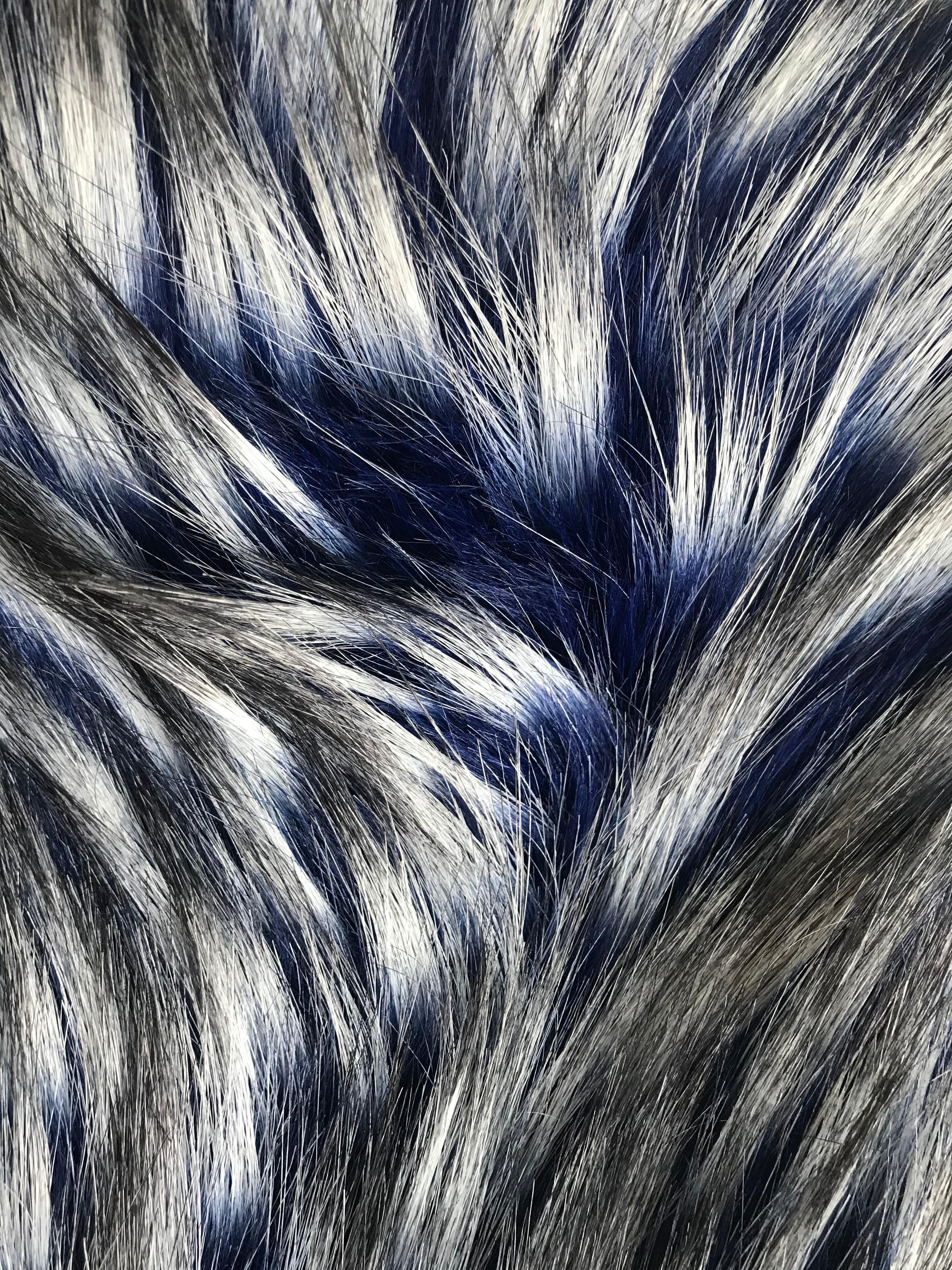 Pelush Cobalt Blue Faux Fur Fox Hat - Oversized  In New Condition In Greenwich, CT
