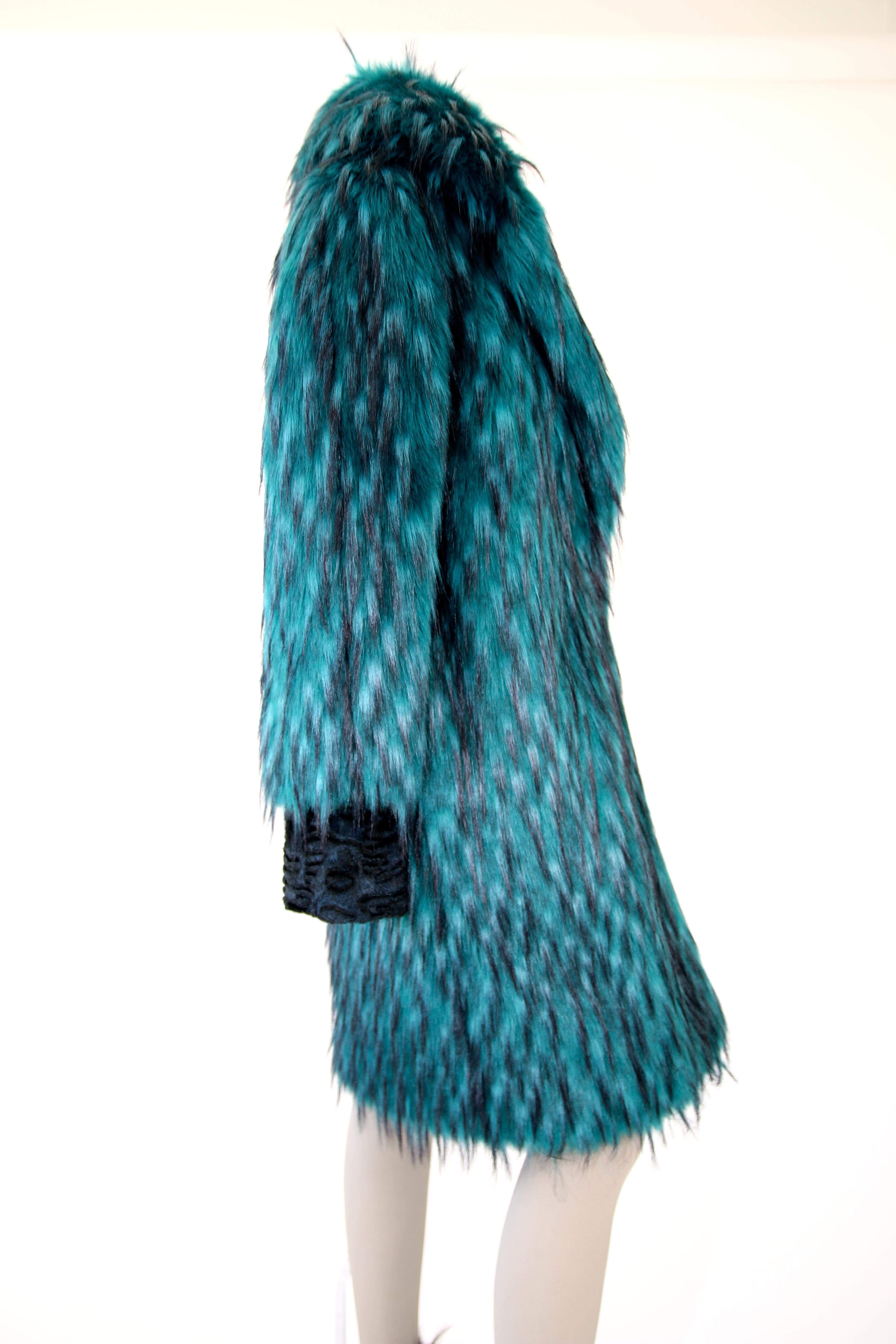 Pelush Emerald Green Faux Fur Coat with 