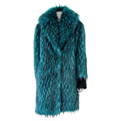 Pelush Emerald Green Faux Fur Coat with Revere' Collar - Small