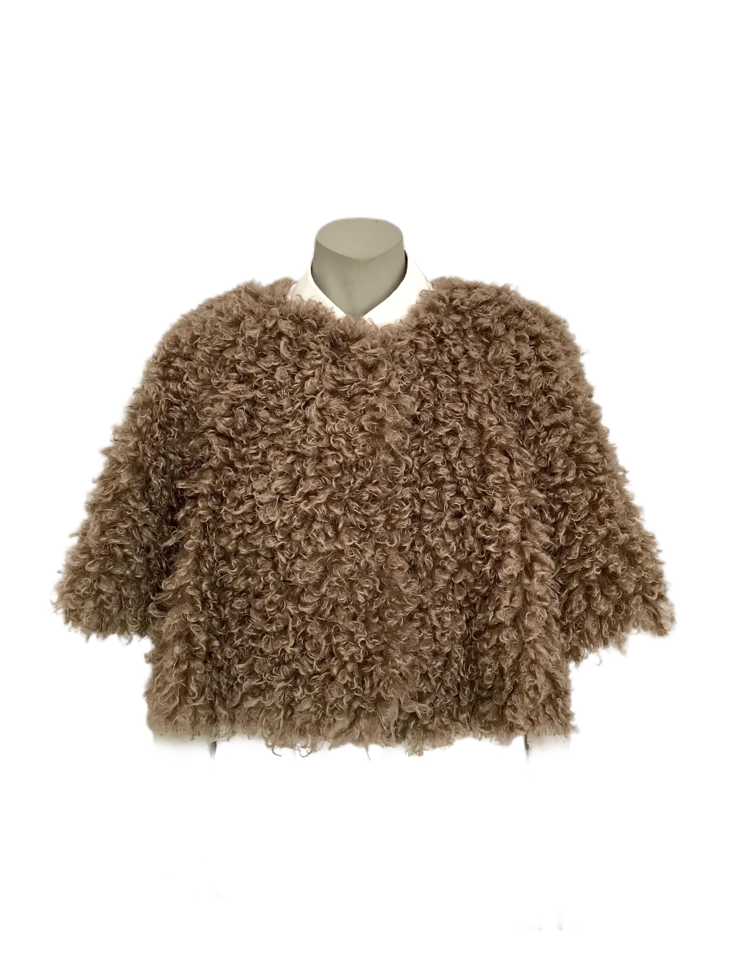 Gray Pelush Faux Fur Boucle' Curly Reversible Jacket - Small For Sale