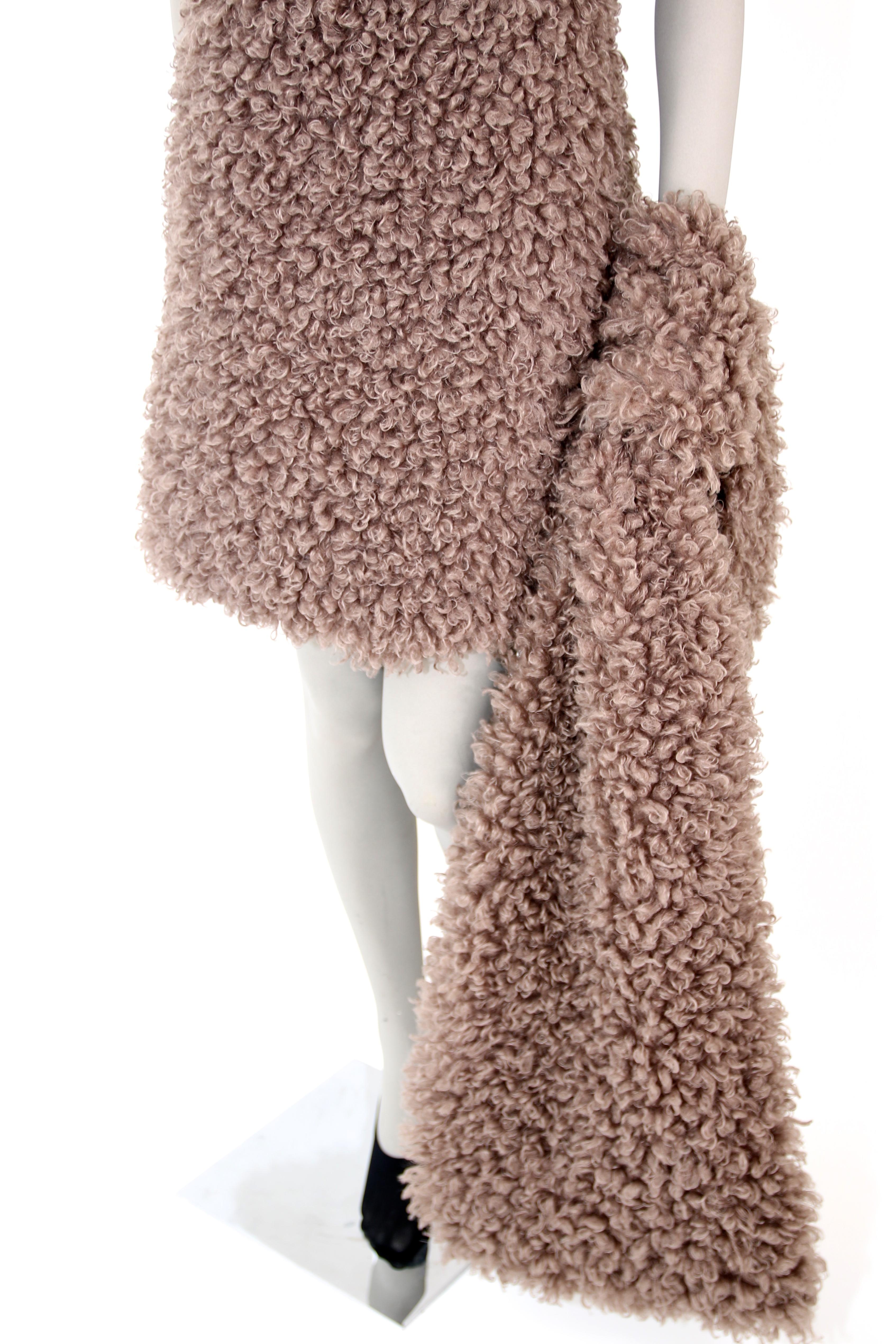 Brown Pelush Faux Fur Mini Dress - Curly Boucle' Poodle Faux Fur Dress - Reversible -S For Sale