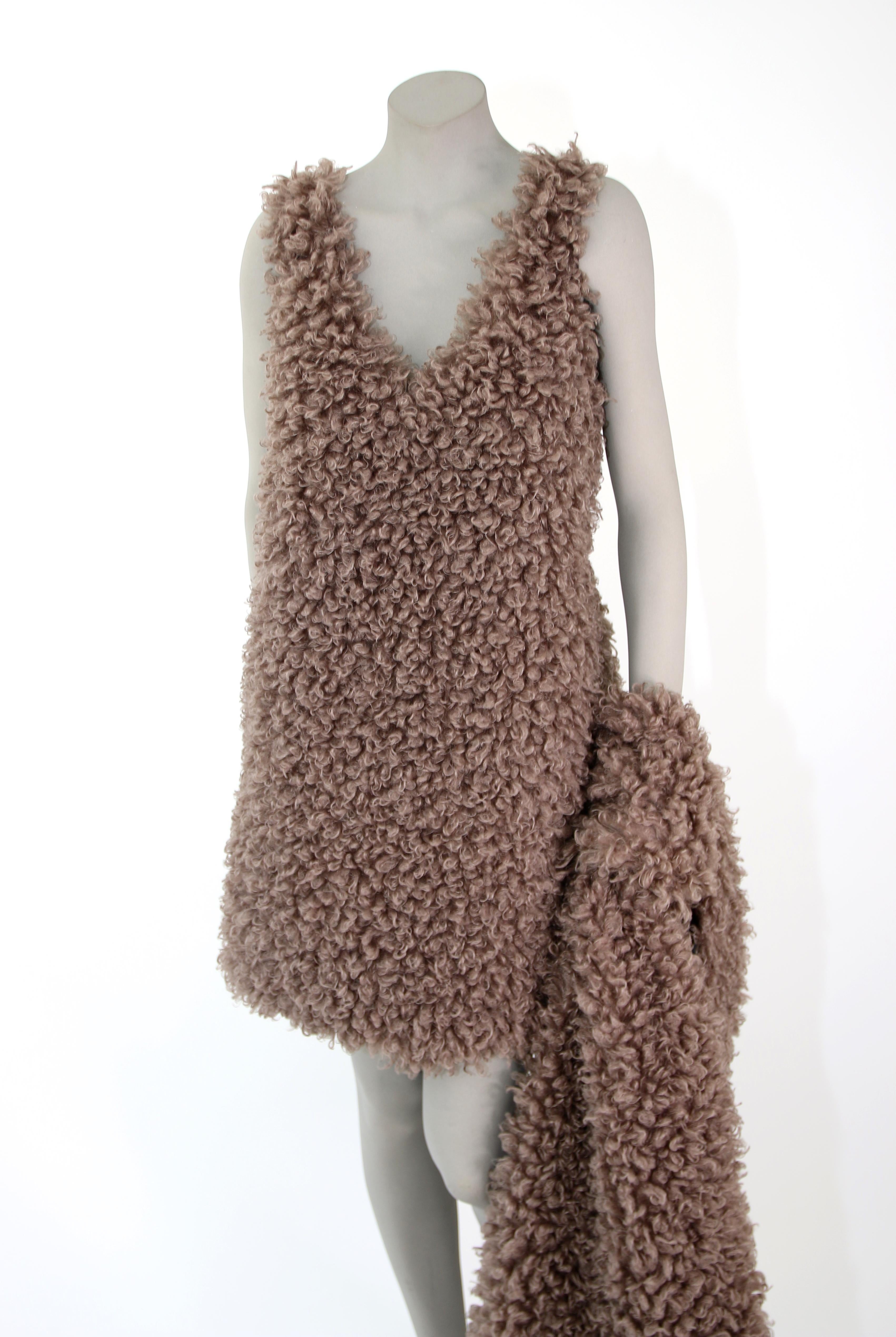 Pelush Faux Fur Mini Dress - Curly Boucle' Poodle Faux Fur Dress - Reversible -S In New Condition For Sale In Greenwich, CT