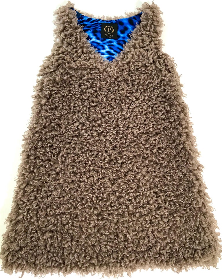 Pelush Faux Fur Mini Dress - Curly Boucle' Poodle Faux Fur Dress - Reversible -S For Sale 2