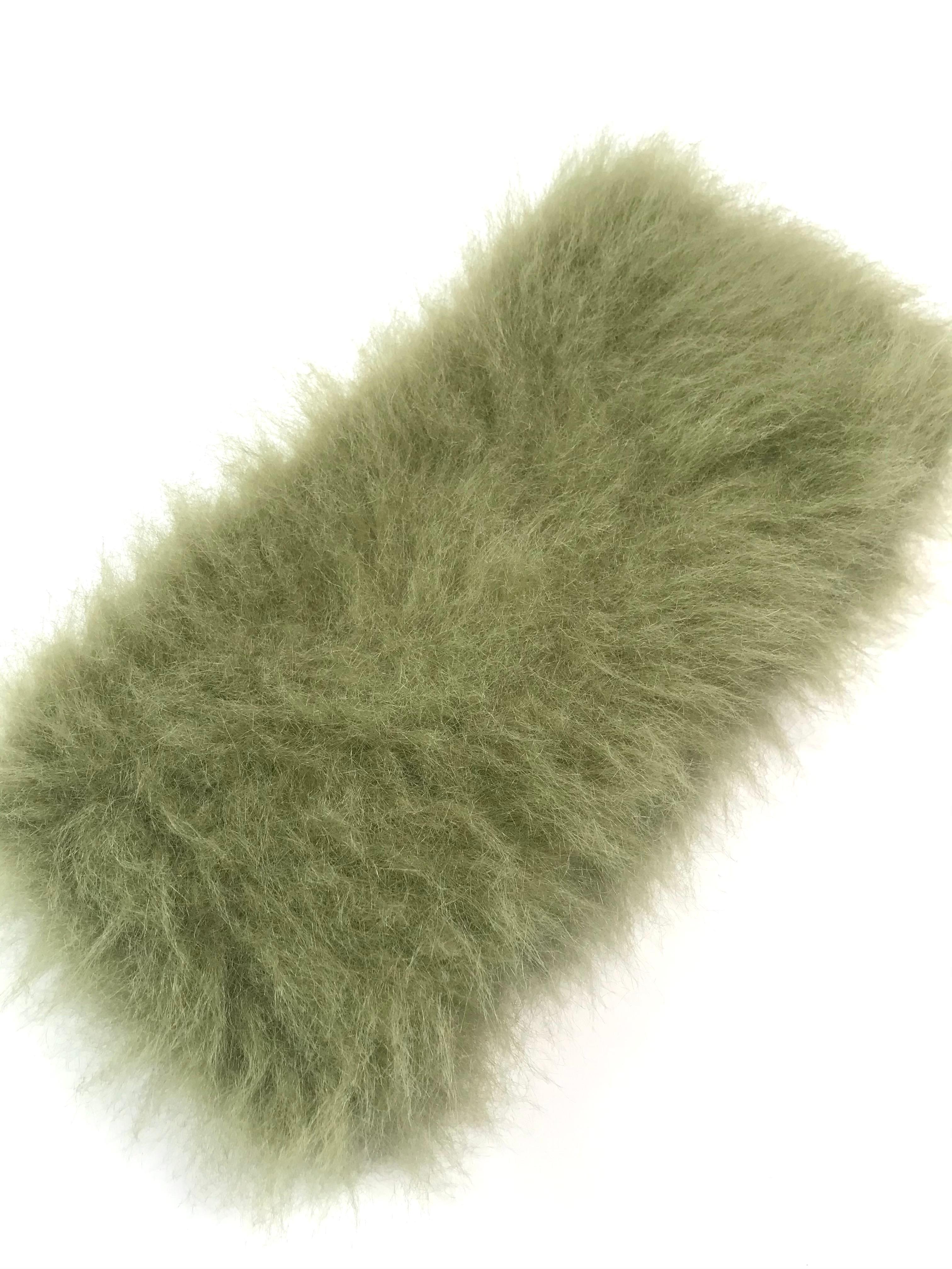 green faux fur scarf