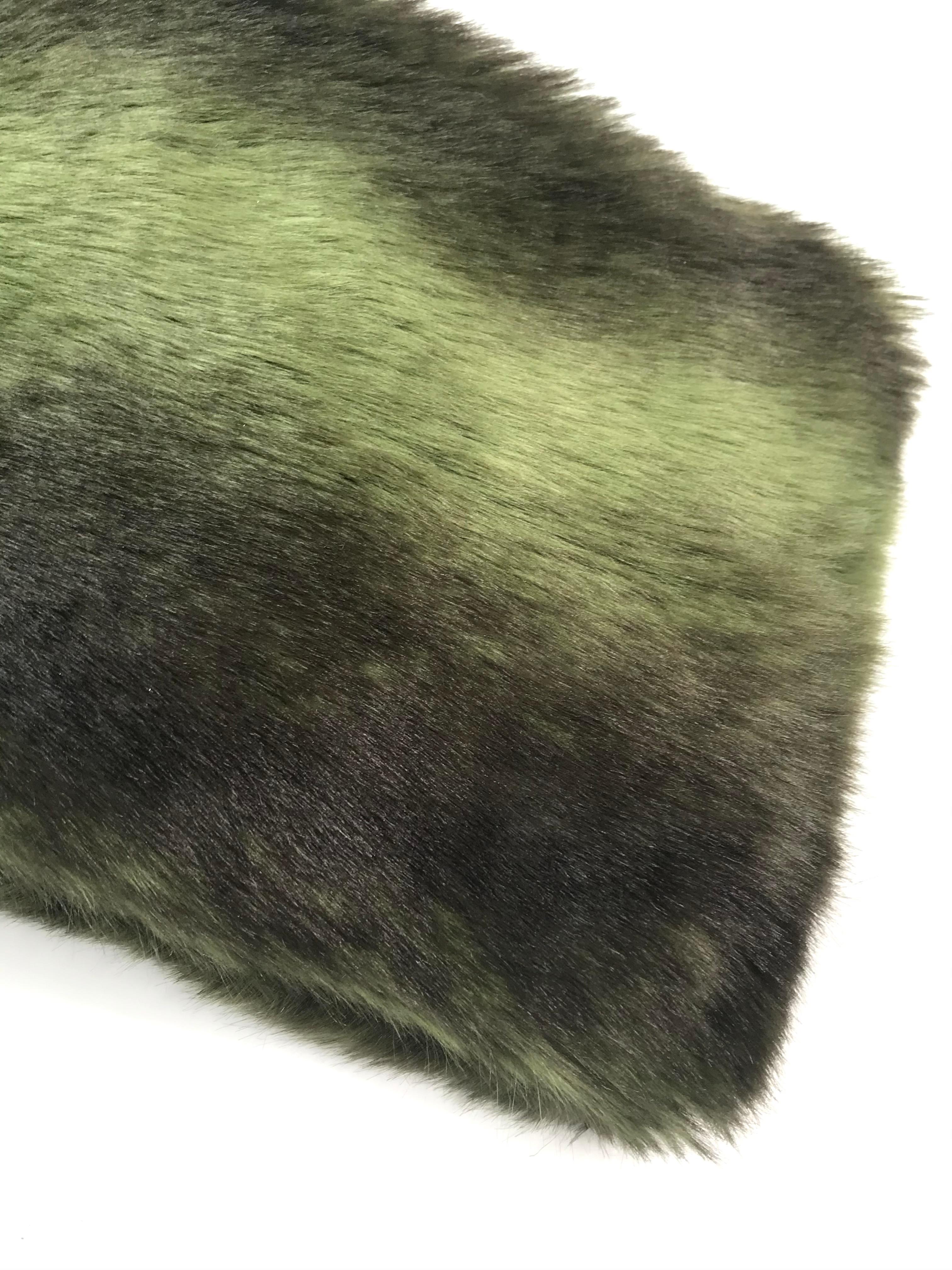 Women's or Men's Pelush Faux Fur Scarfs set - Fake Fur Green Chinchilla Neck Warmer/Hats One size For Sale