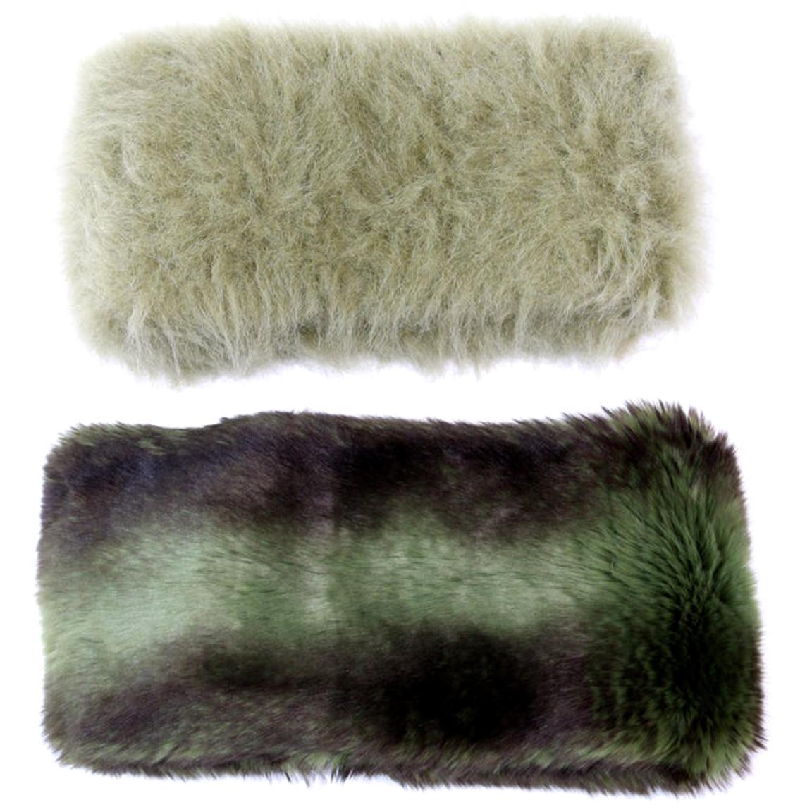 Pelush Faux Fur Scarfs set - Fake Fur Green Chinchilla Neck Warmer/Hats One size