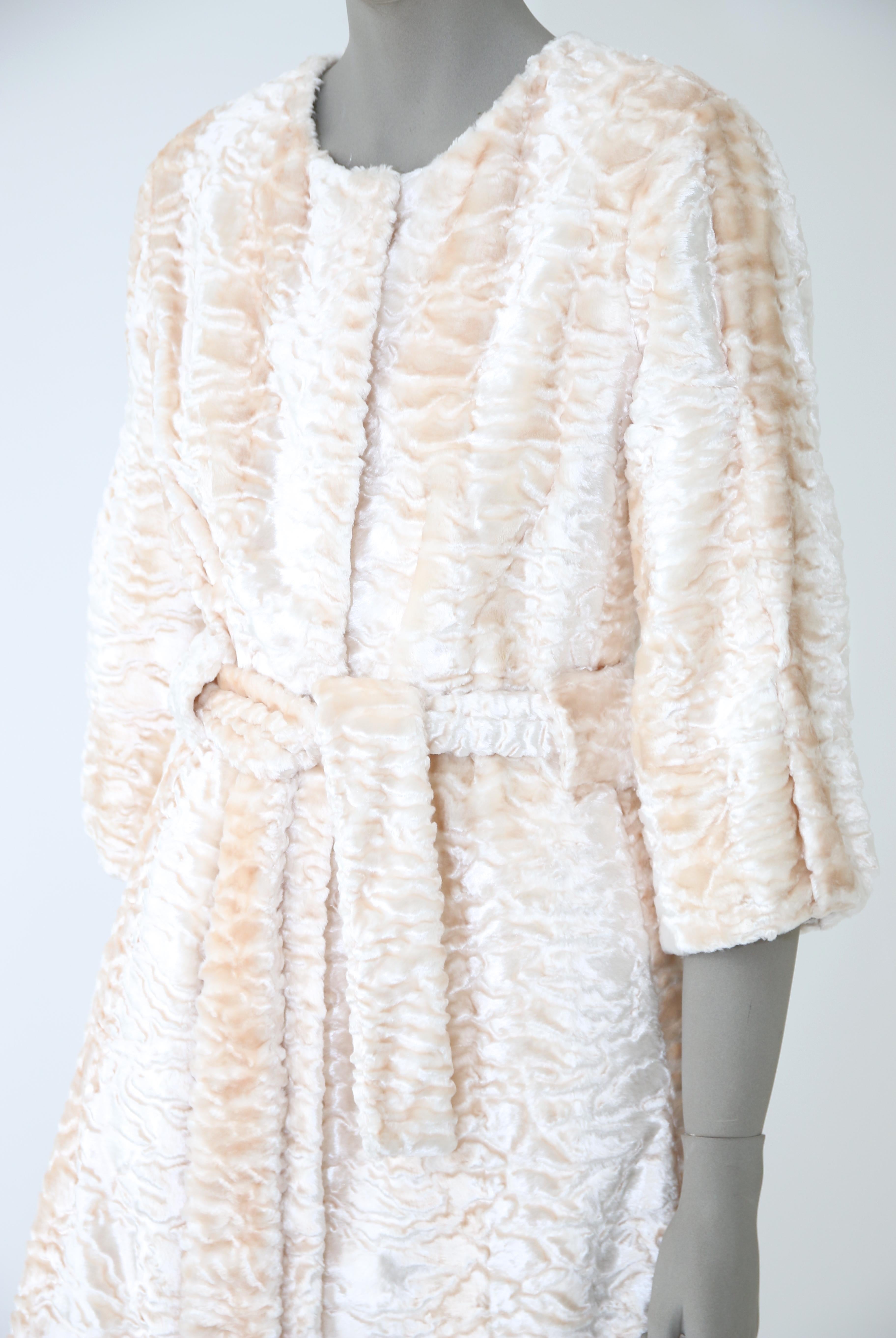 ivory faux fur coat