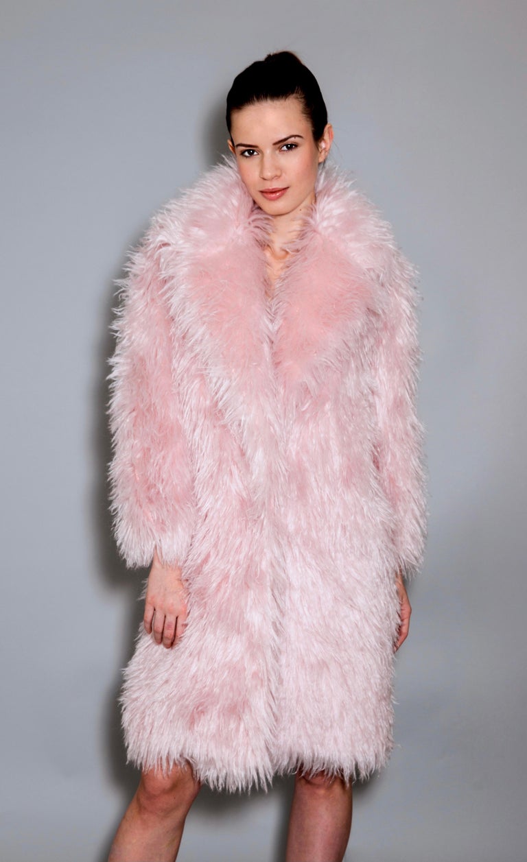 Pelush Light Rose Pink Mohair Coat With Revere' Collar 1/Small For