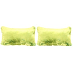 Pelush Lime Green Chinchilla Faux Fur Pillow set - Accent pillow pair 