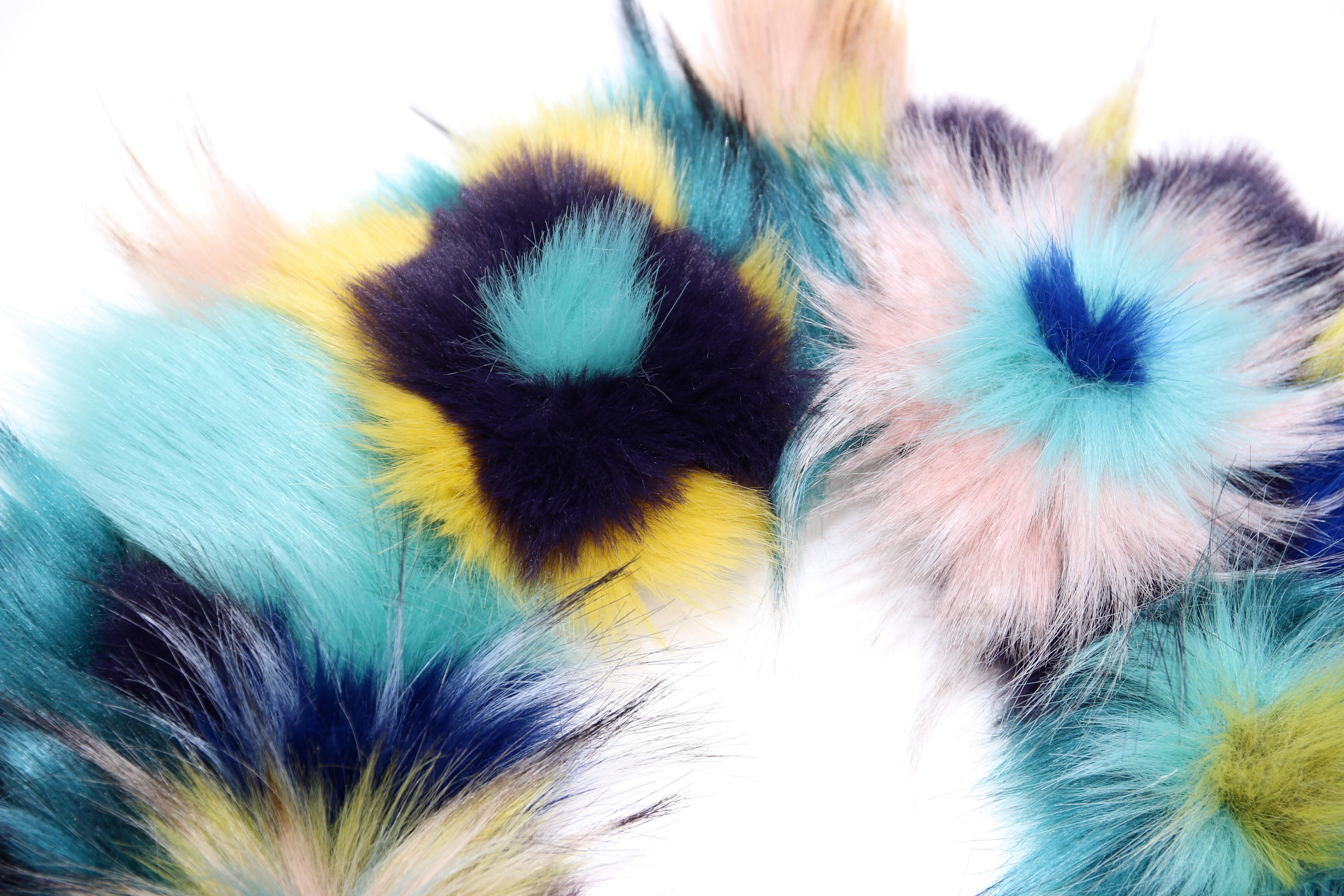 multicolor faux fur scarf