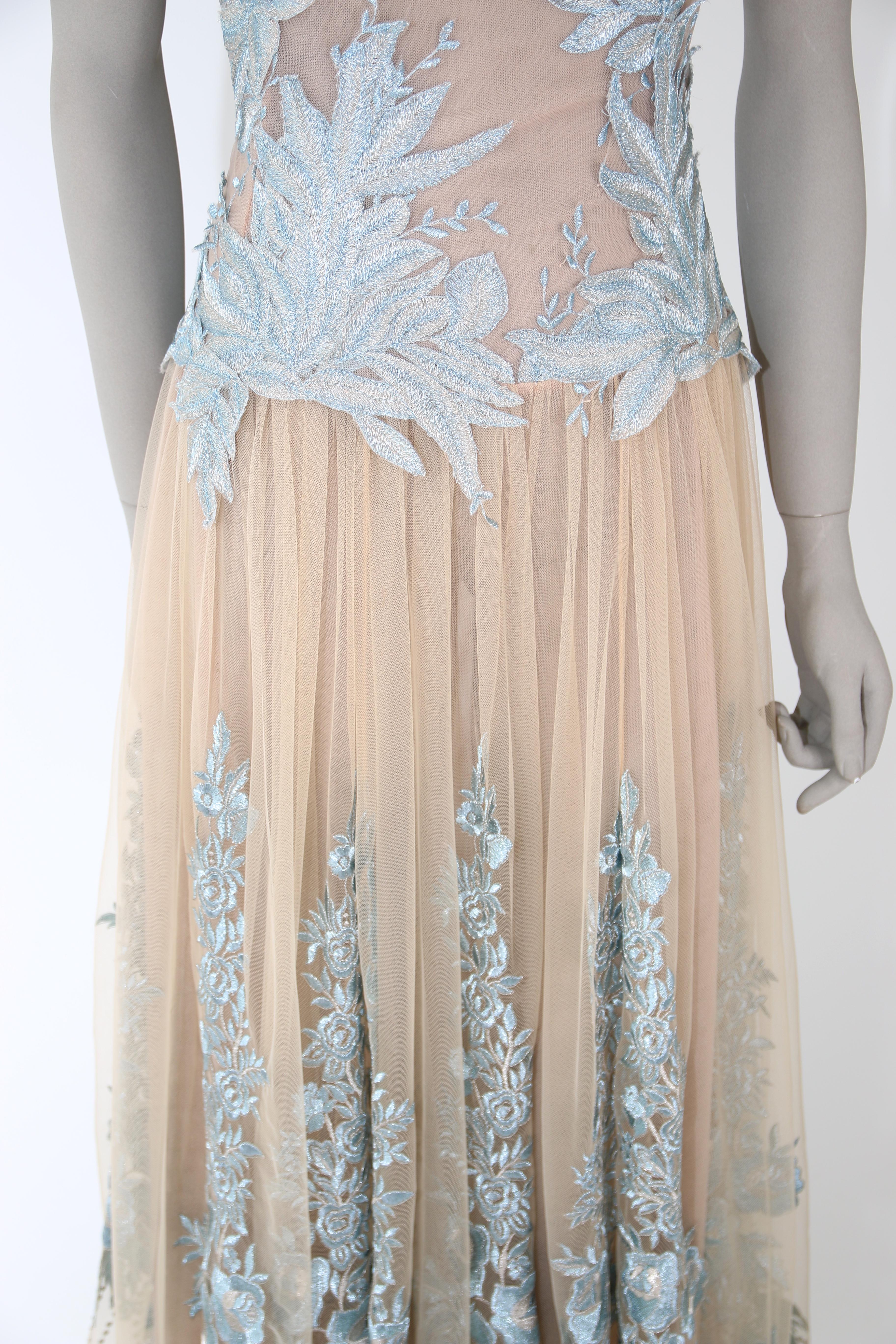 blue tulle gown