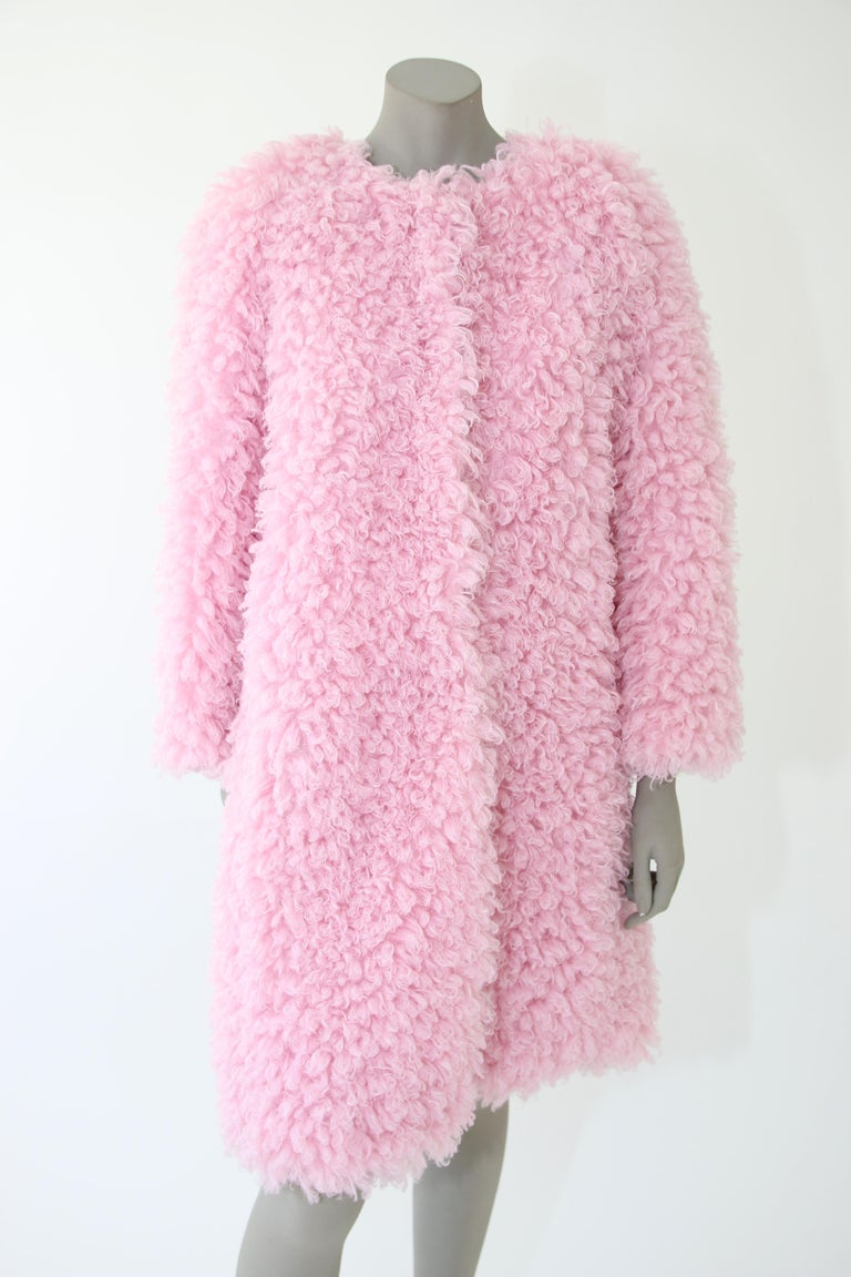 Pink Boucle Fur Cuff Jacket