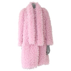 Pelush Pink Boucle' Faux Fur Coat with Printed Lining - Small