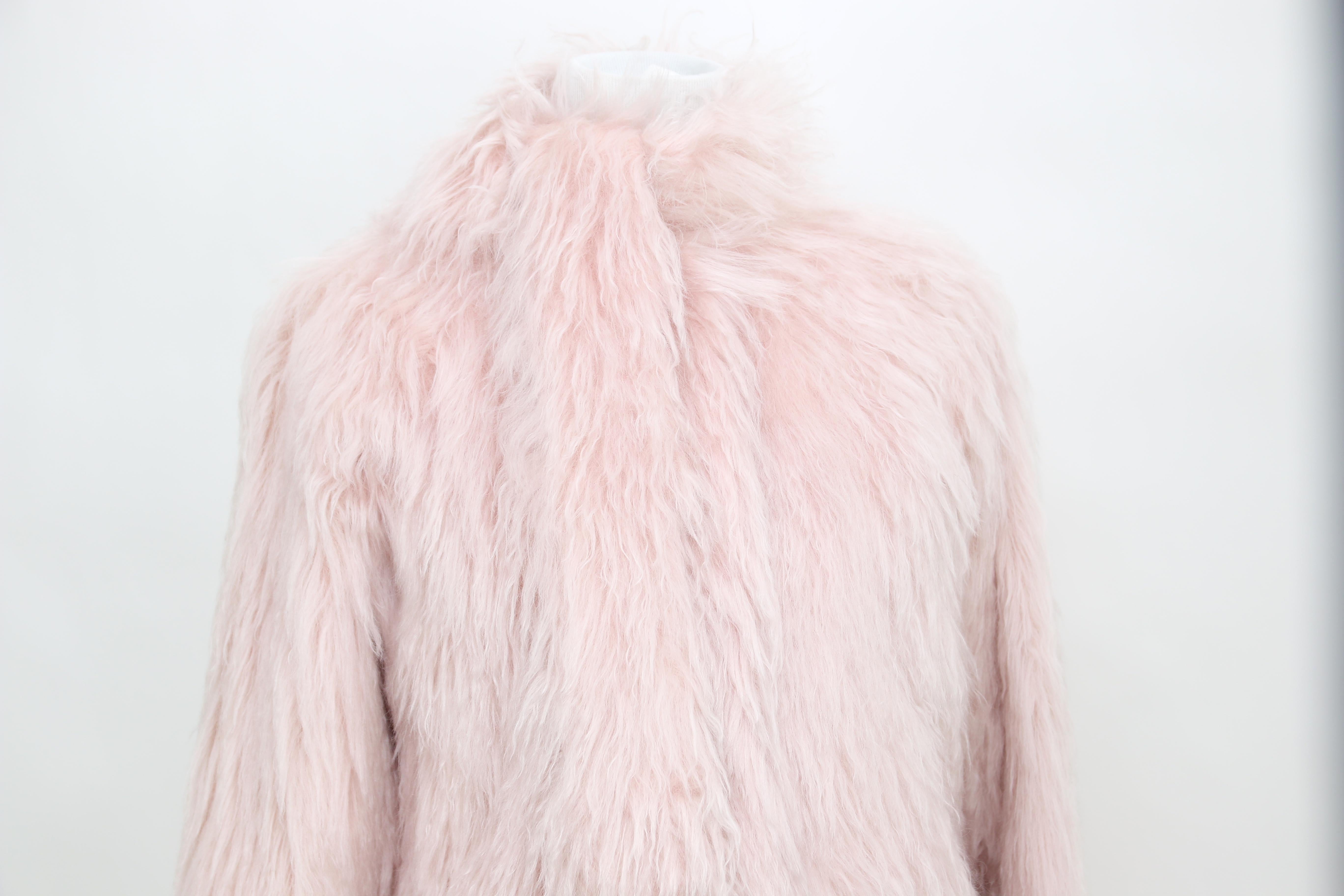 Beige Pelush Pink Mohair Coat  For Sale