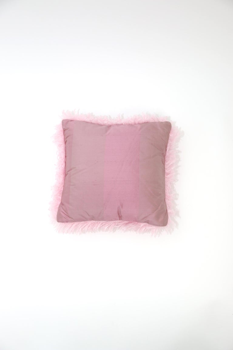 Pelush Pink Poodle Faux Fur Small Throw Pillows Cotton Candy Pillow