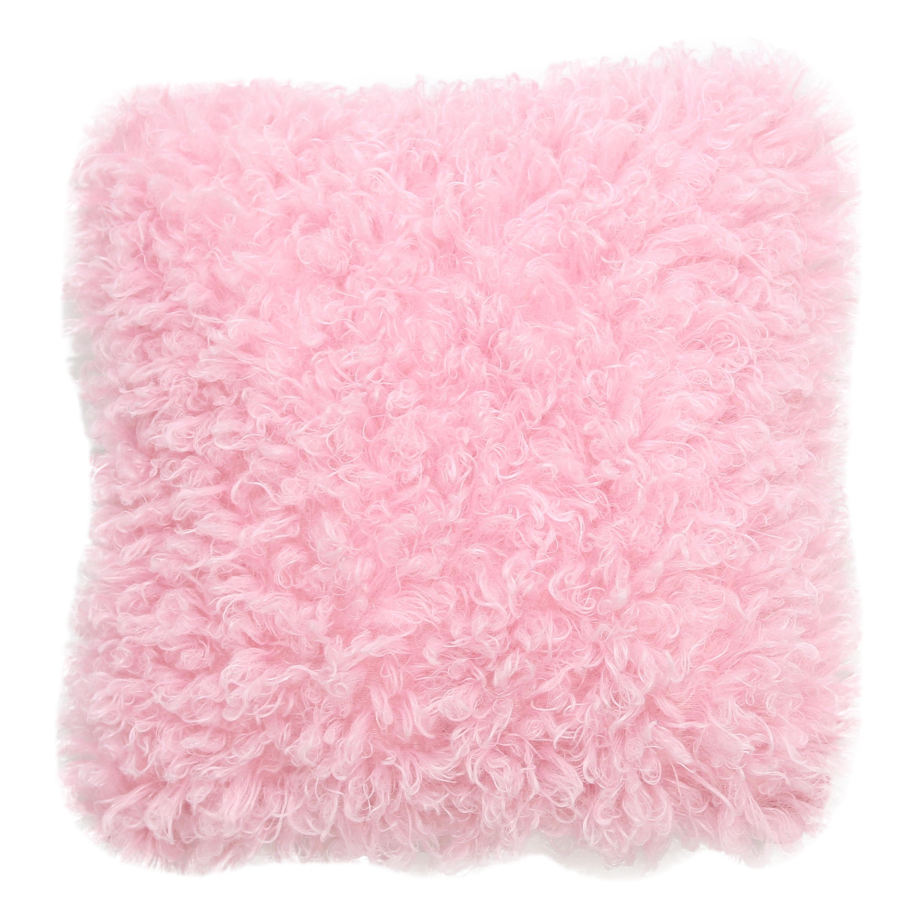 Pelush Pink Poodle Faux Fur Small Throw Pillows - Cotton Candy Pillow set