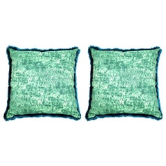 Pelush Teal Chinchilla Faux Fur Large Throw Pillow Set - Pair Pillow Set 