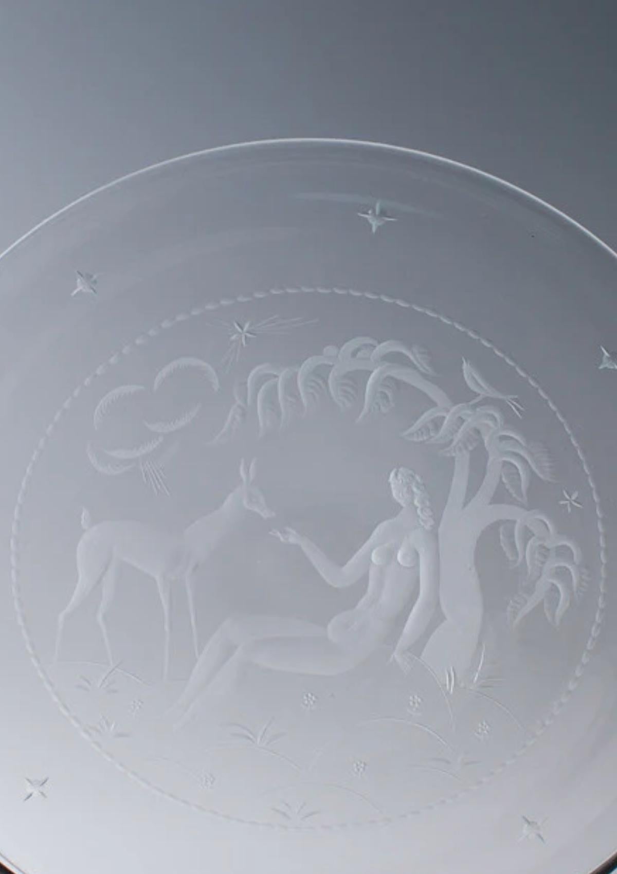 italien Pelzel et Balsamo Stella, assiette « Femme avec cerf », 1930 en vente