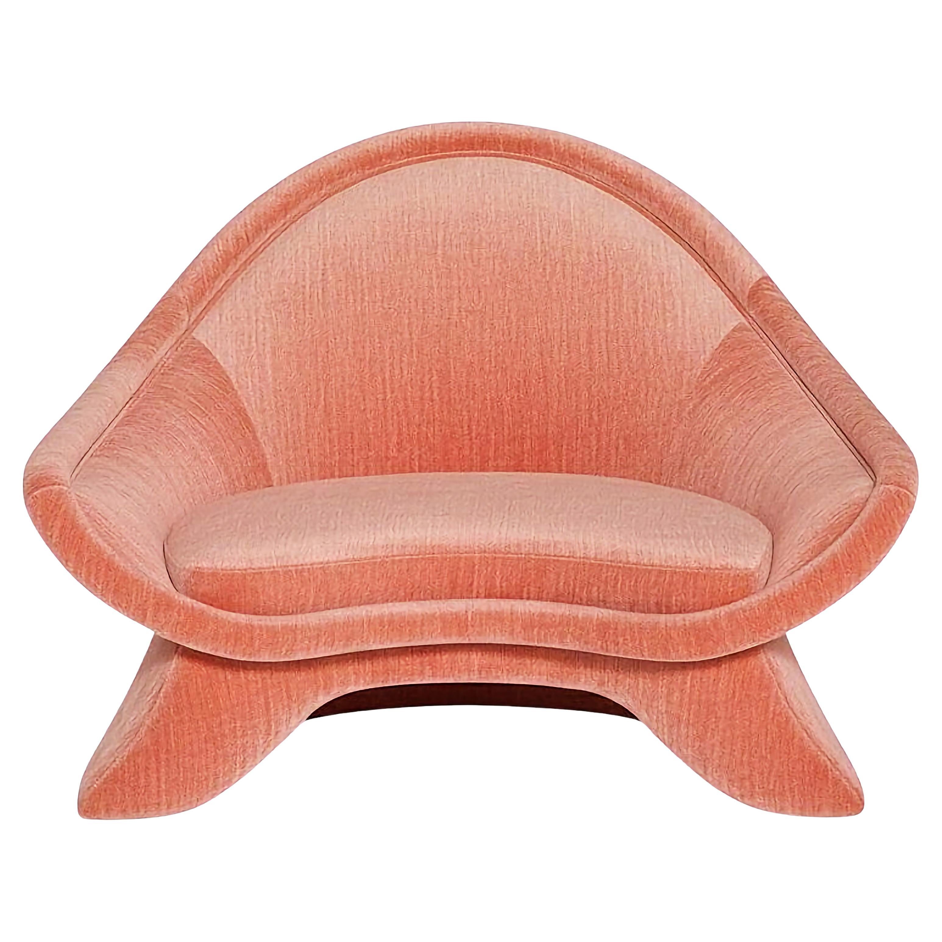 Pema Meditation Retreat Armchair by Munna Design Studio, Coral Velvet