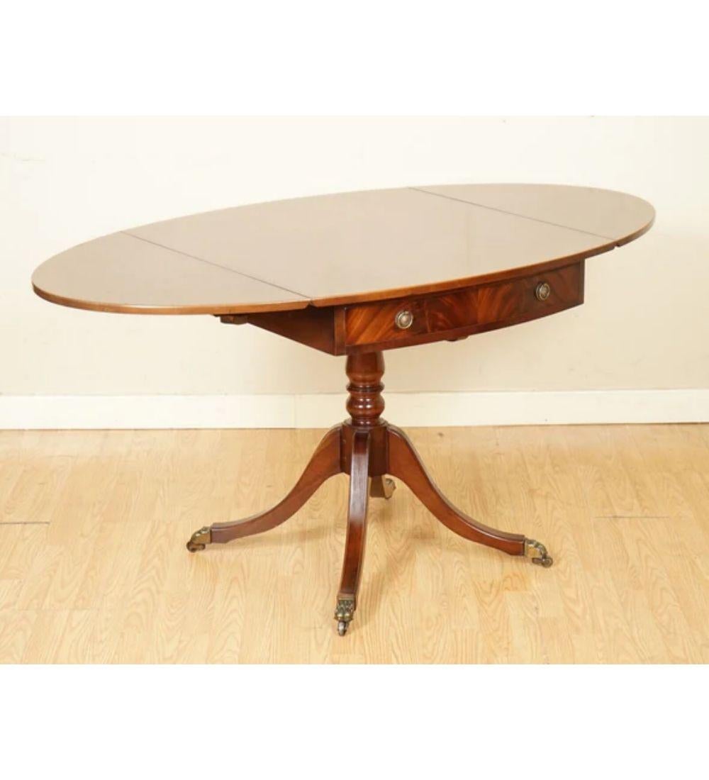 Georgian Pembroke Drop Leaf Dining Table Featuring Two Deep Drawers