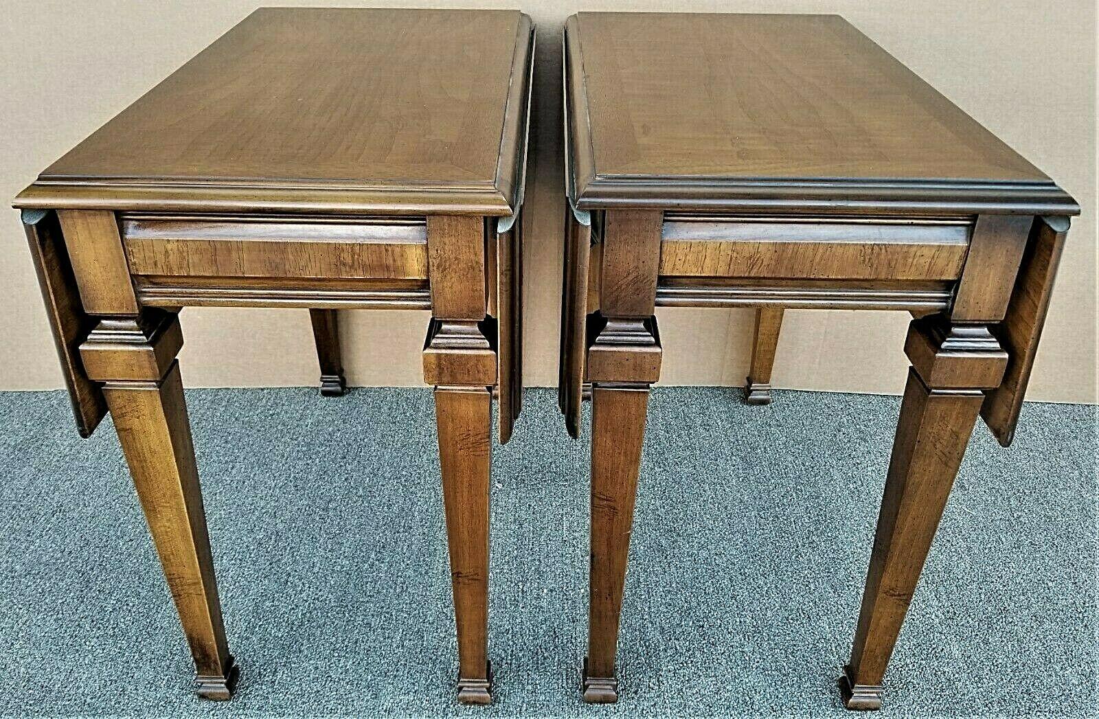For FULL item description be sure to click on CONTINUE READING at the bottom of this listing.

Offering One Of Our Recent Palm Beach Estate Fine Furniture Acquisitions Of A
Pair of Lane Drop-Leaf Traditional Italian Provincial Solid Wood End Side