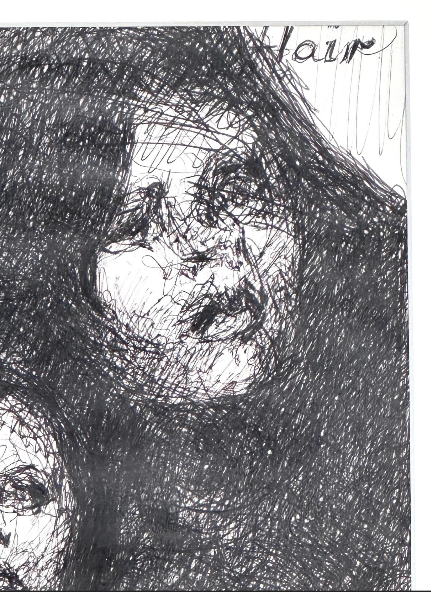 Mid-Century Modern Pen and Ink Drawing by Malcomb Mckesson circa 1960's entitled 