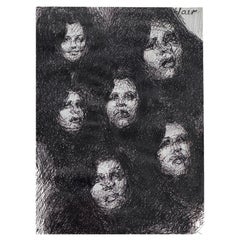 Disegno a penna e inchiostro di Malcomb Mckesson degli anni '60 circa, intitolato "Capelli".
