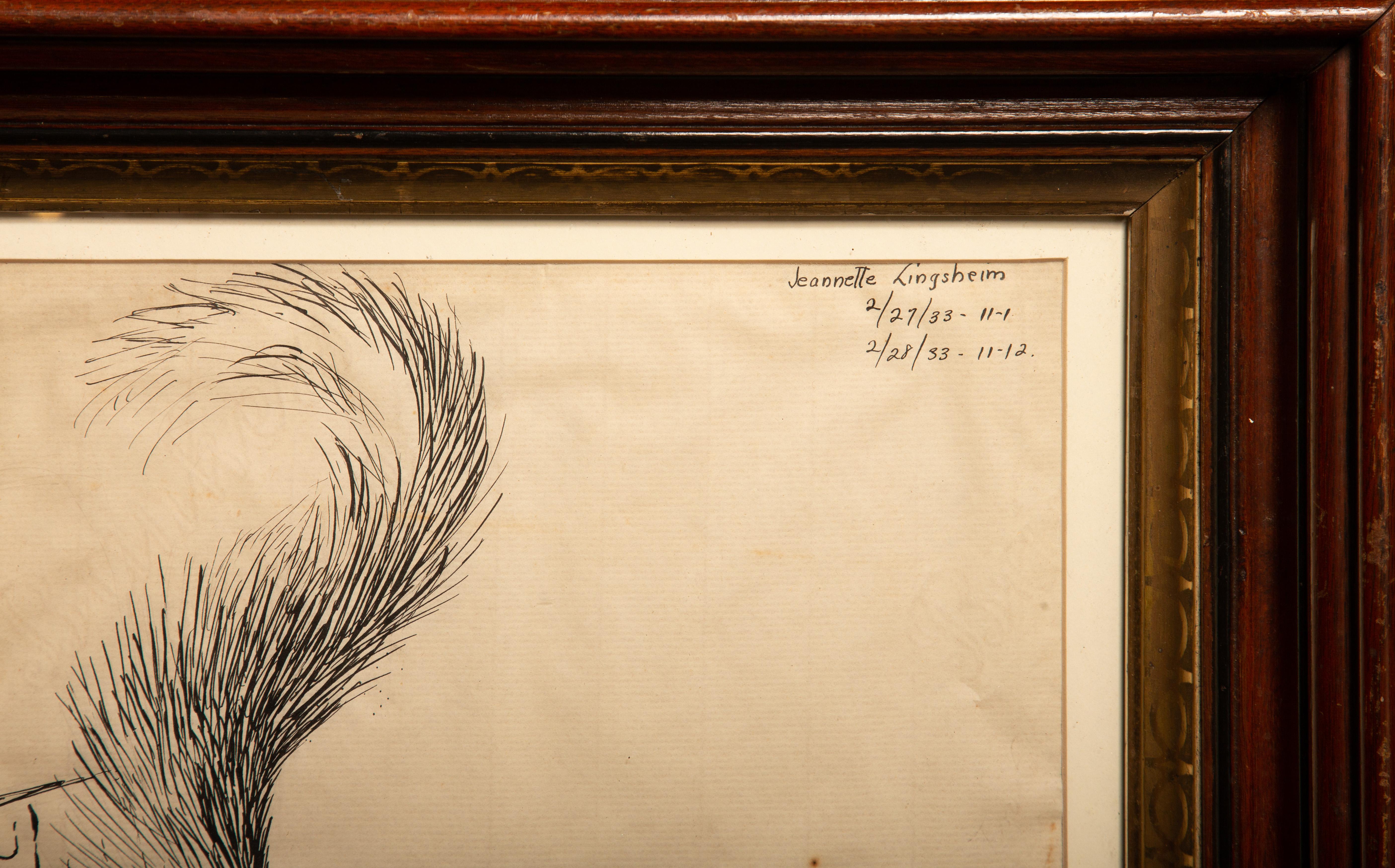 Pen and Ink Drawing of a Squirrel from 1933 In Excellent Condition In New York, NY
