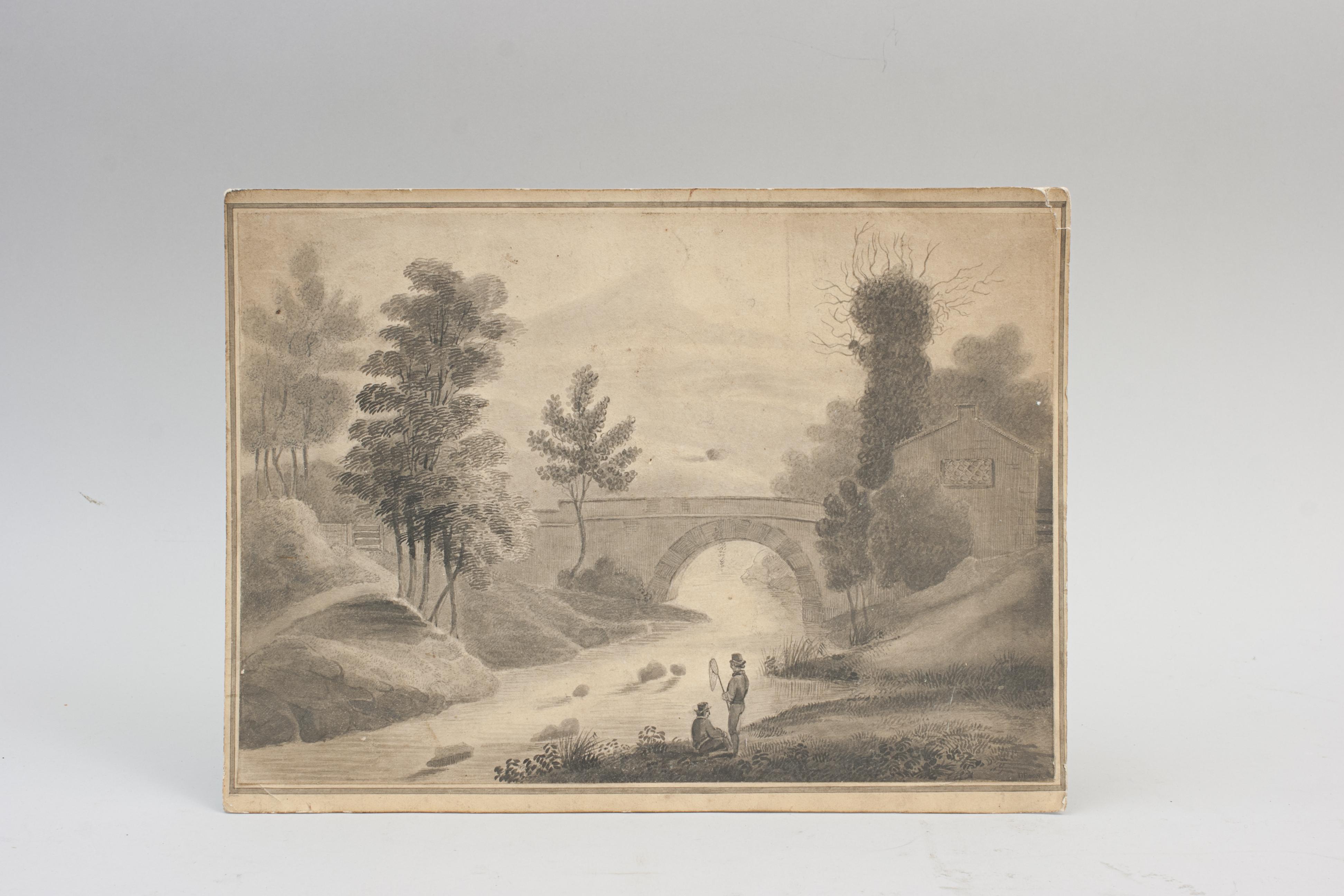 Scène de pêche au stylo et à l'encre en vente 7