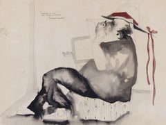 Jorge Zeno Abstracto Pluma y Tinta con Acuarela