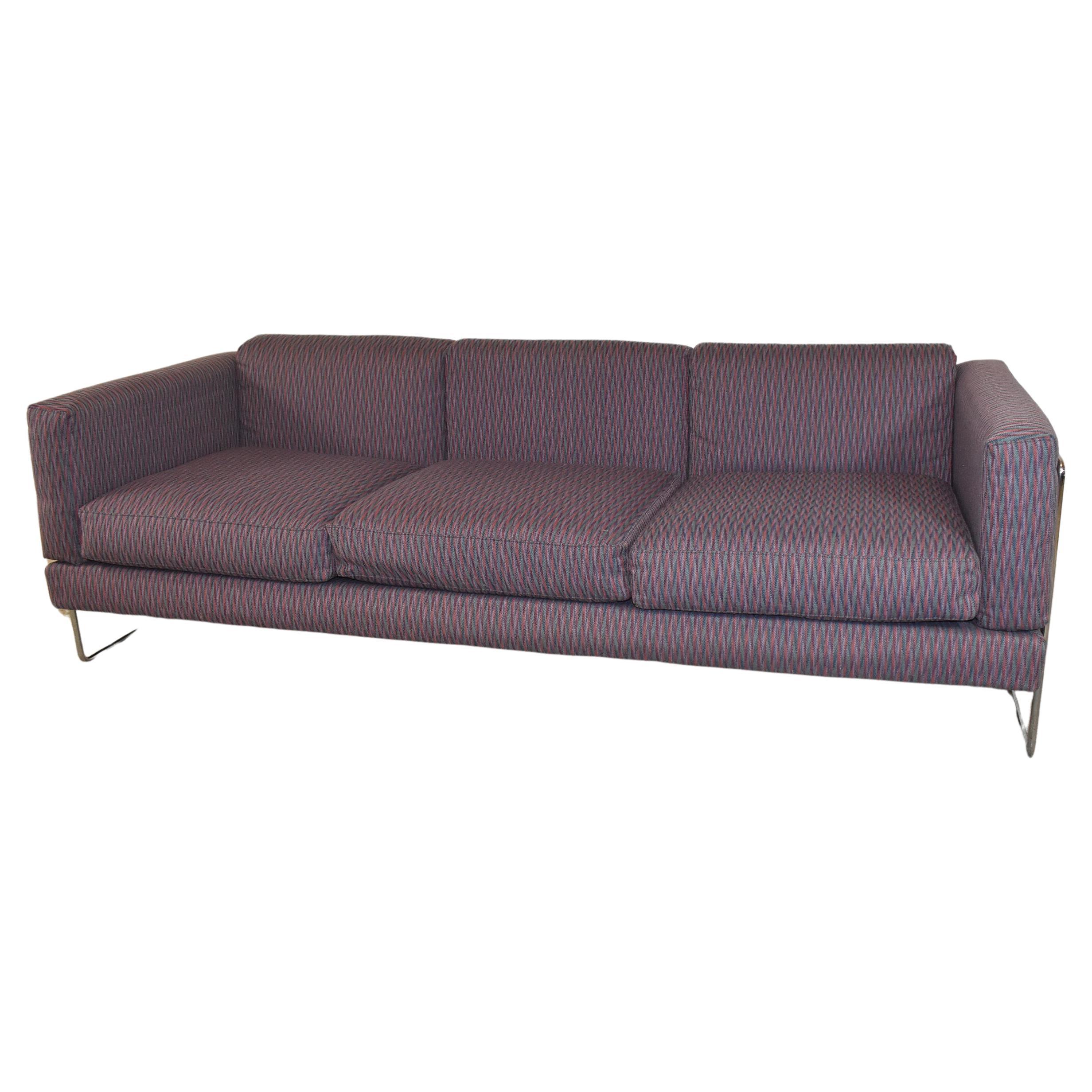 Pen Club Sofa with Chrome Frame by Kwok Hoi Chan For Sale