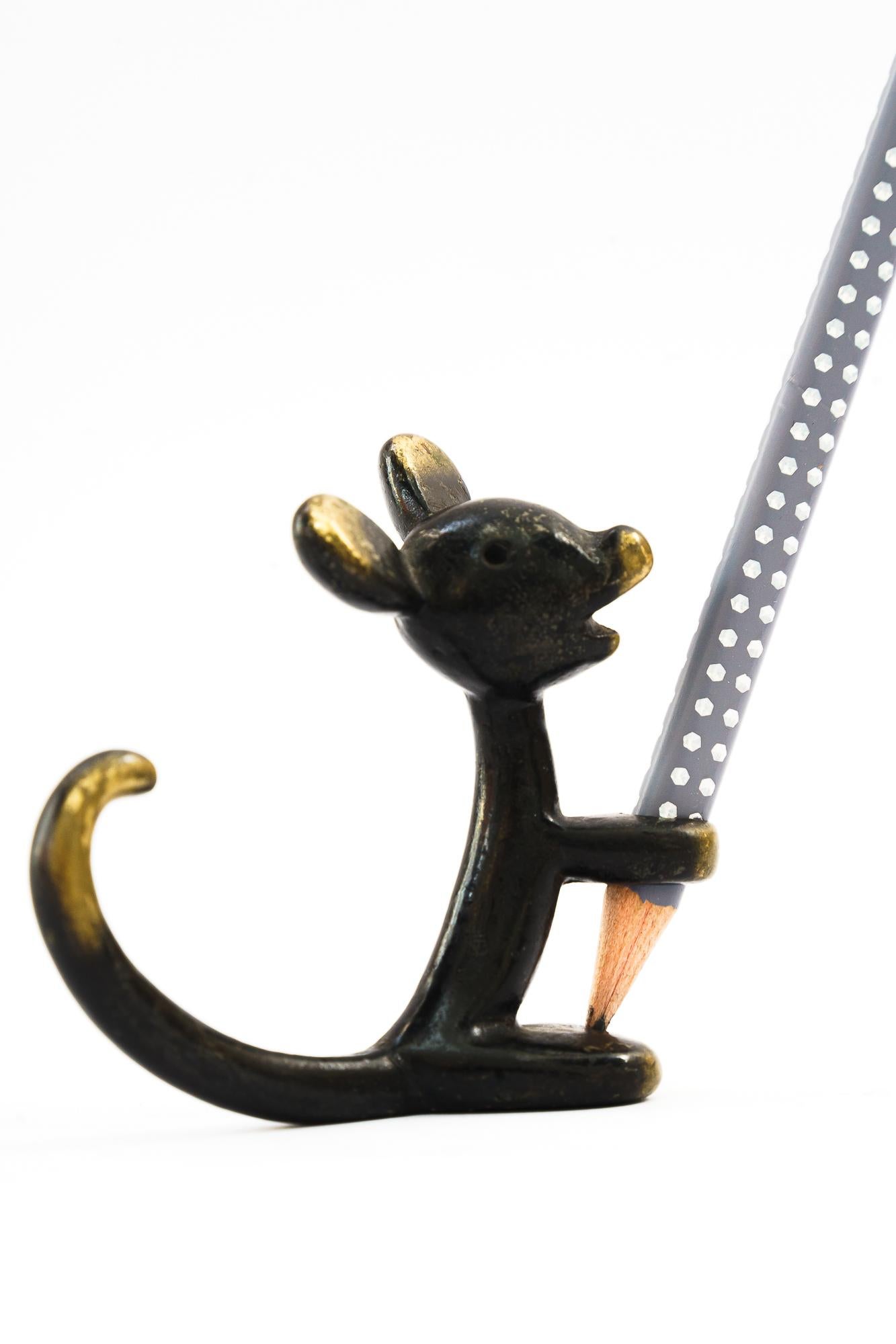 Blackened Pen holder by walter bosse shows a mouse around 1950s For Sale