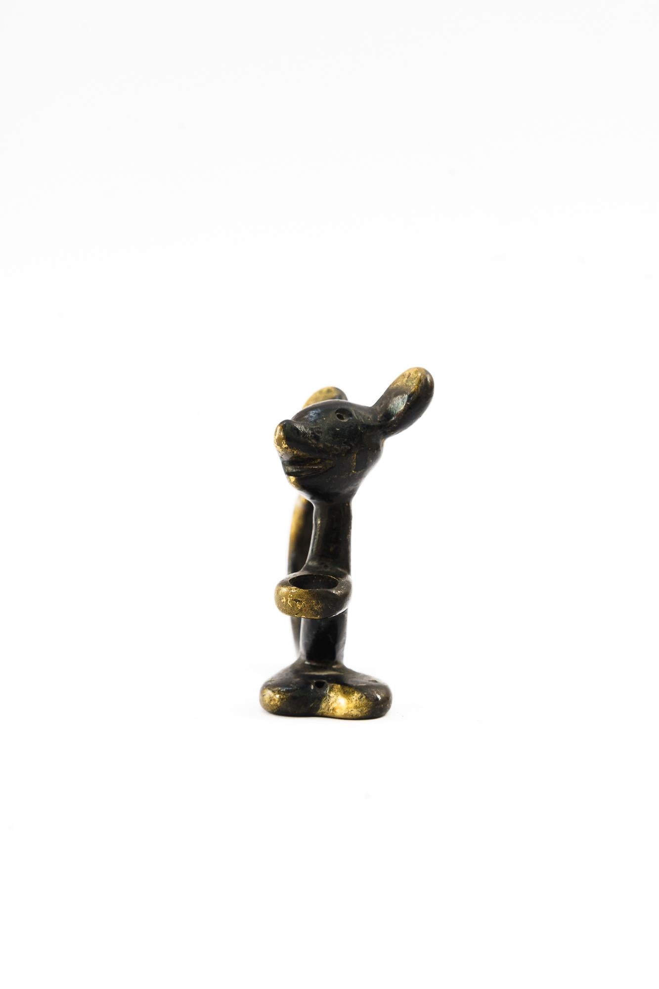 Brass Pen holder by walter bosse shows a mouse around 1950s For Sale