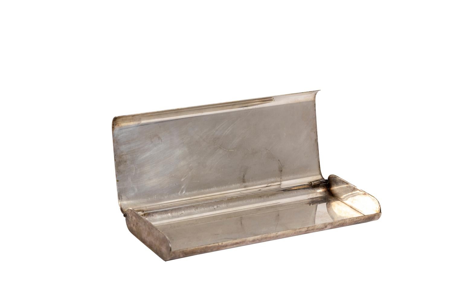 Art Deco Pen Holder in Silvered Metal, circa 1920 For Sale
