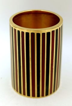Porte-plume Argent cuit Émail bicolore lignes verticales Salimbeni
