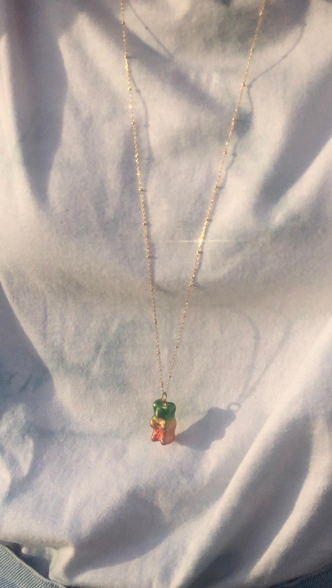 Pendant Necklace Chain Gummy Bear Ombre Plum Sterling Silver Greek Jewelry In New Condition For Sale In Athens, GR