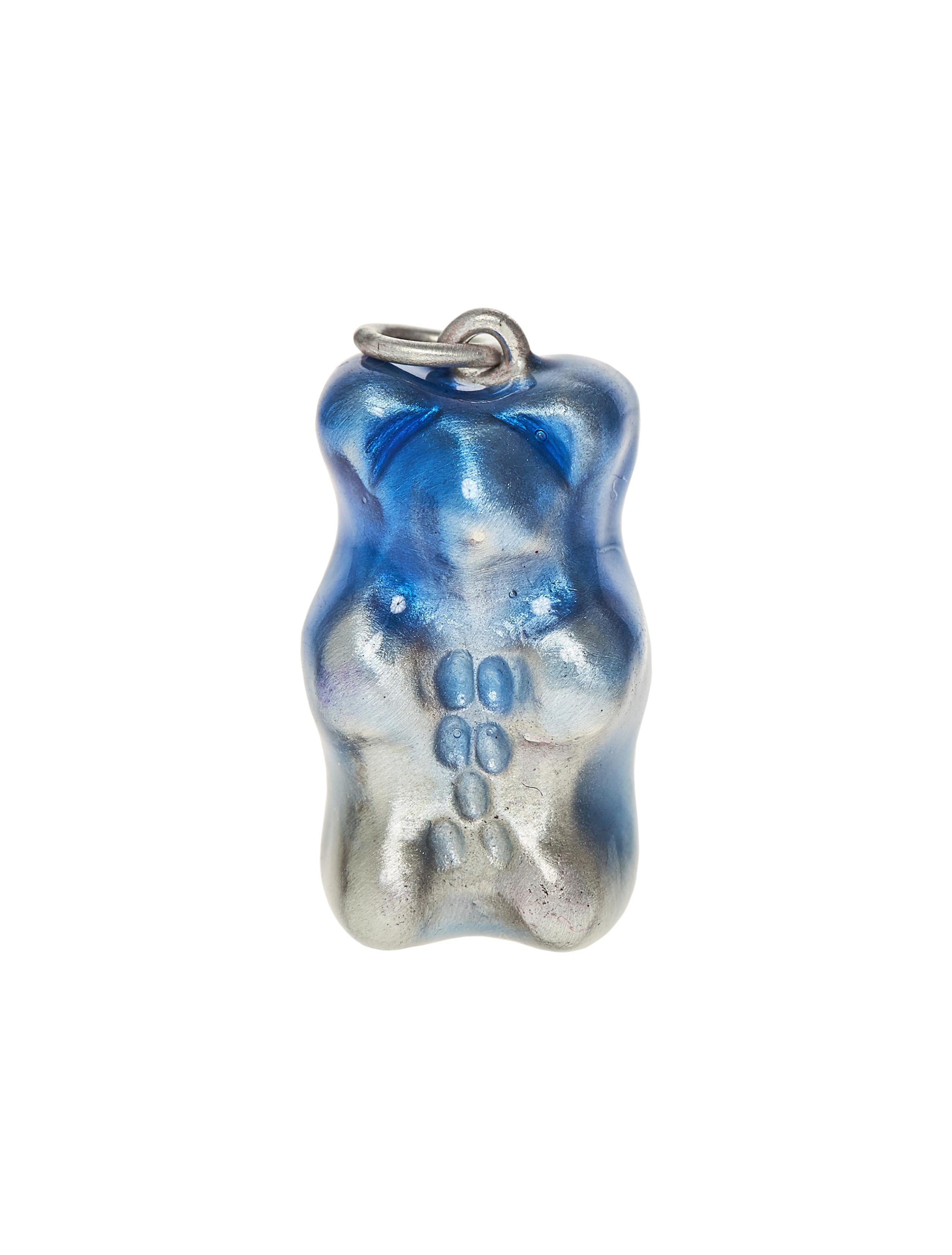 Ombre Blue 

Sterling  silver gummy bear pendant on silver  plated chain with transparent ombre blue enamel coverage. 

The Gummy Project by Maggoosh is a capsule collection inspired by the designer's life in New York City and her passion for