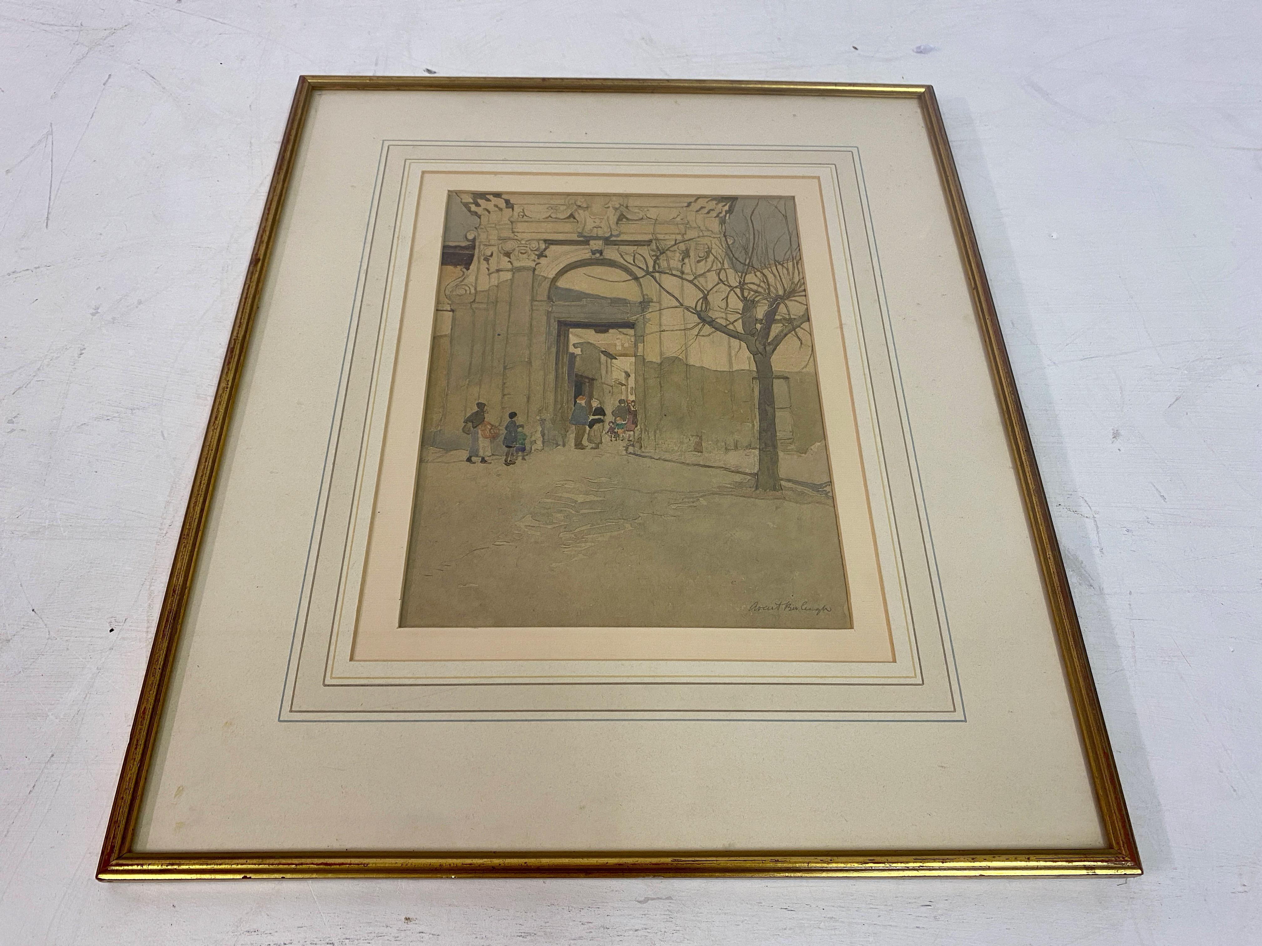 British Pencil and Watercolour by Averil Burleigh For Sale