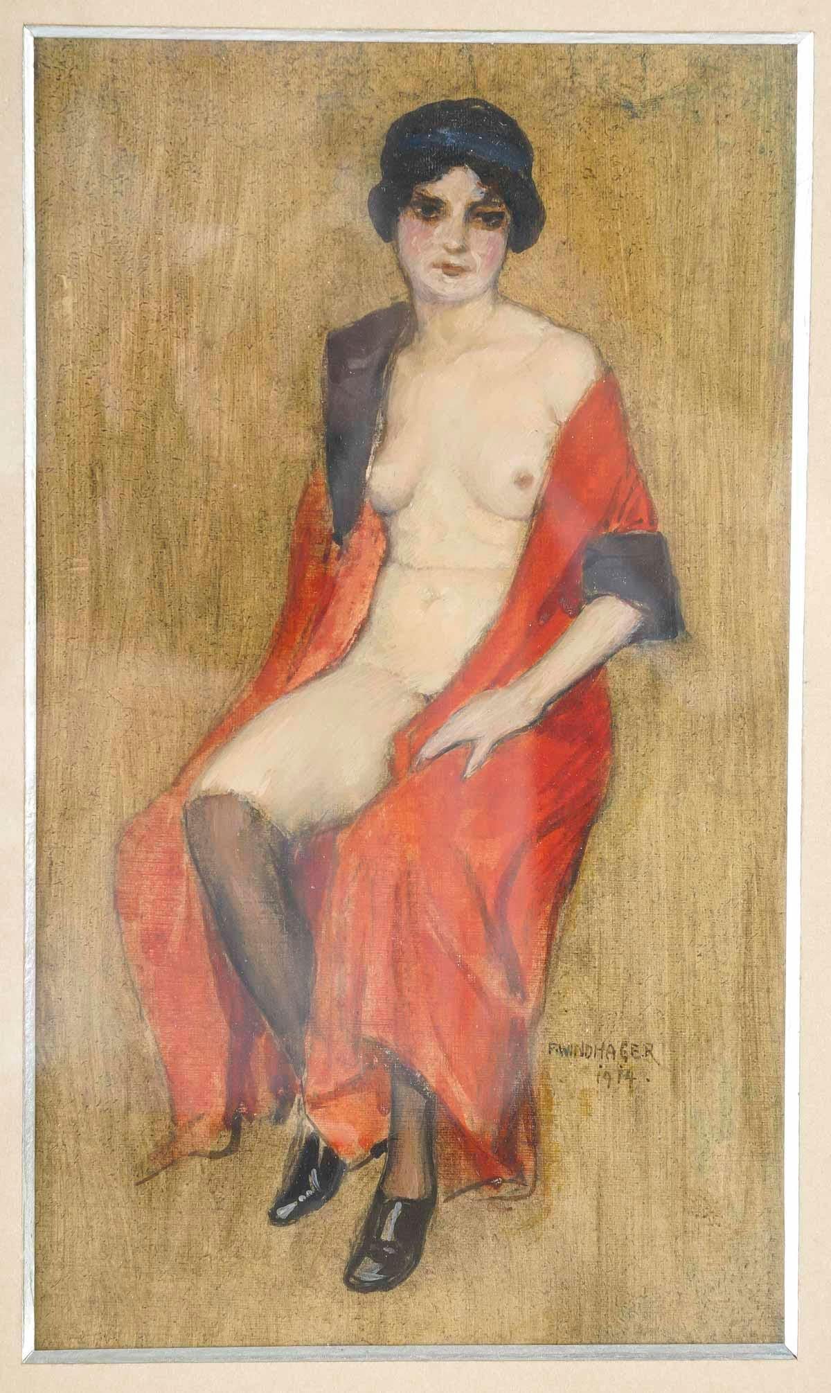 Bleistift- und Aquarellzeichnung auf Papier von Franz Windhager.

Zeichnung von Franz Windhager, 1879-1959, voyage en Italie, femme assise dénudée, Bleistift und Aquarell auf gerahmtem Papier.
Zeichnung: H: 23,5cm, B: 14cm
Rahmen: h: 39,5cm, B: