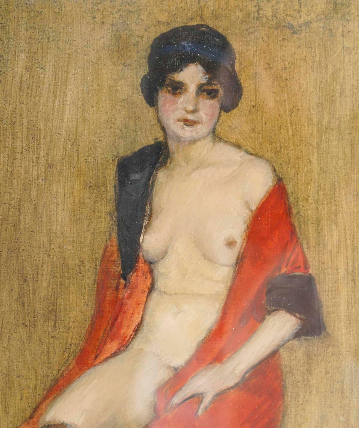 Bleistift- und Aquarellzeichnung auf Papier von Franz Windhager (Art déco) im Angebot