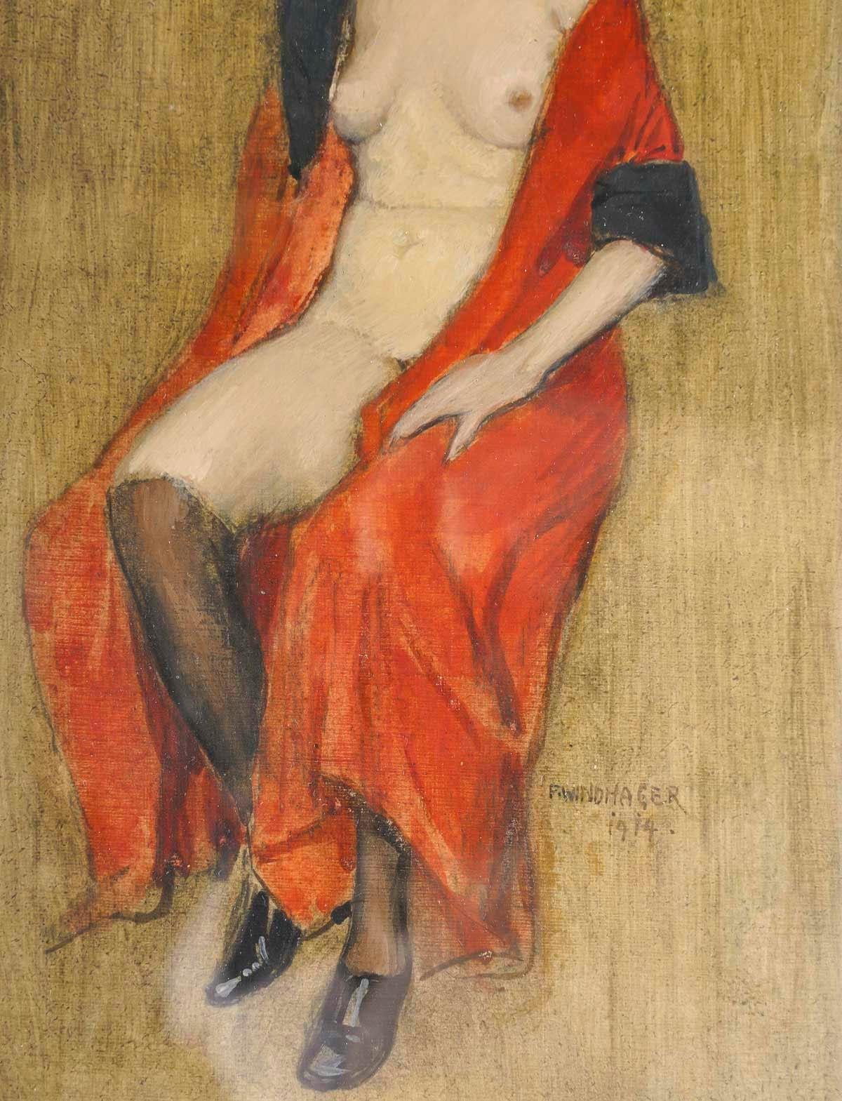 Bleistift- und Aquarellzeichnung auf Papier von Franz Windhager (Europäisch) im Angebot