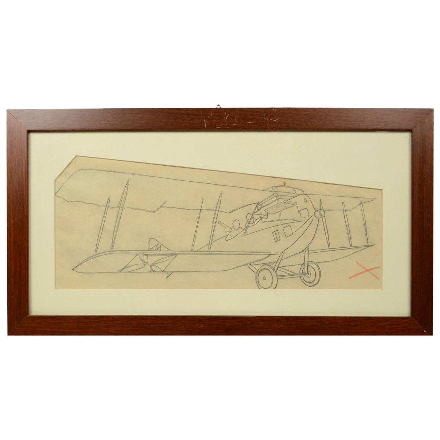 Pencil Drawing Depicting a Brandenburg C I Aircraft WWI by Riccardo Cavigioli