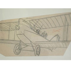 Disegno a matita raffigurante un aereo Brandenburg C I della prima guerra mondiale di Riccardo Cavigioli