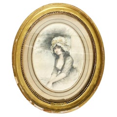 Pencil drawing of a little girl, France, 19th