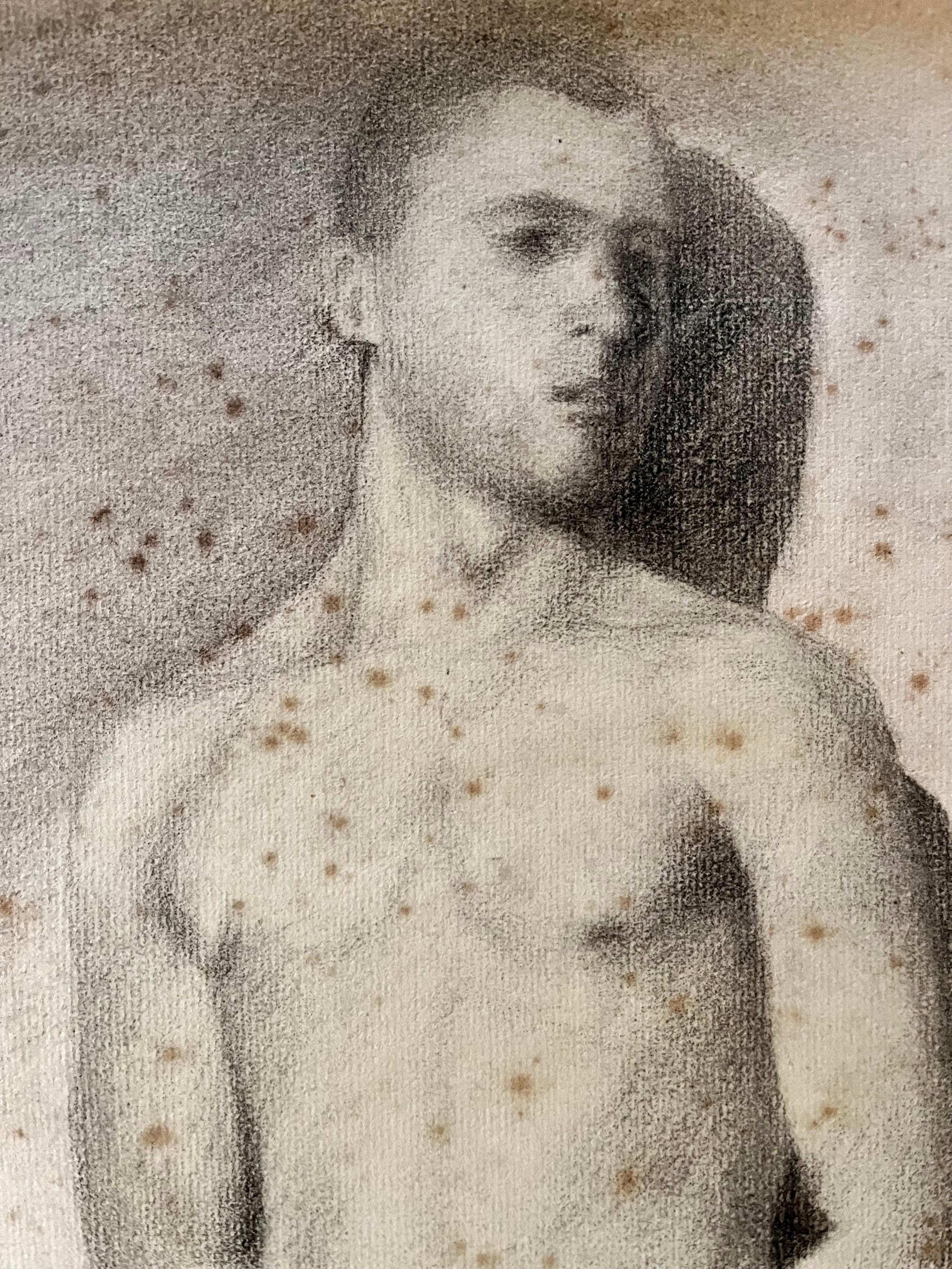 Bleistiftzeichnung einer sportlichen männlichen Figur, um 1930 (amerikanisch) im Angebot